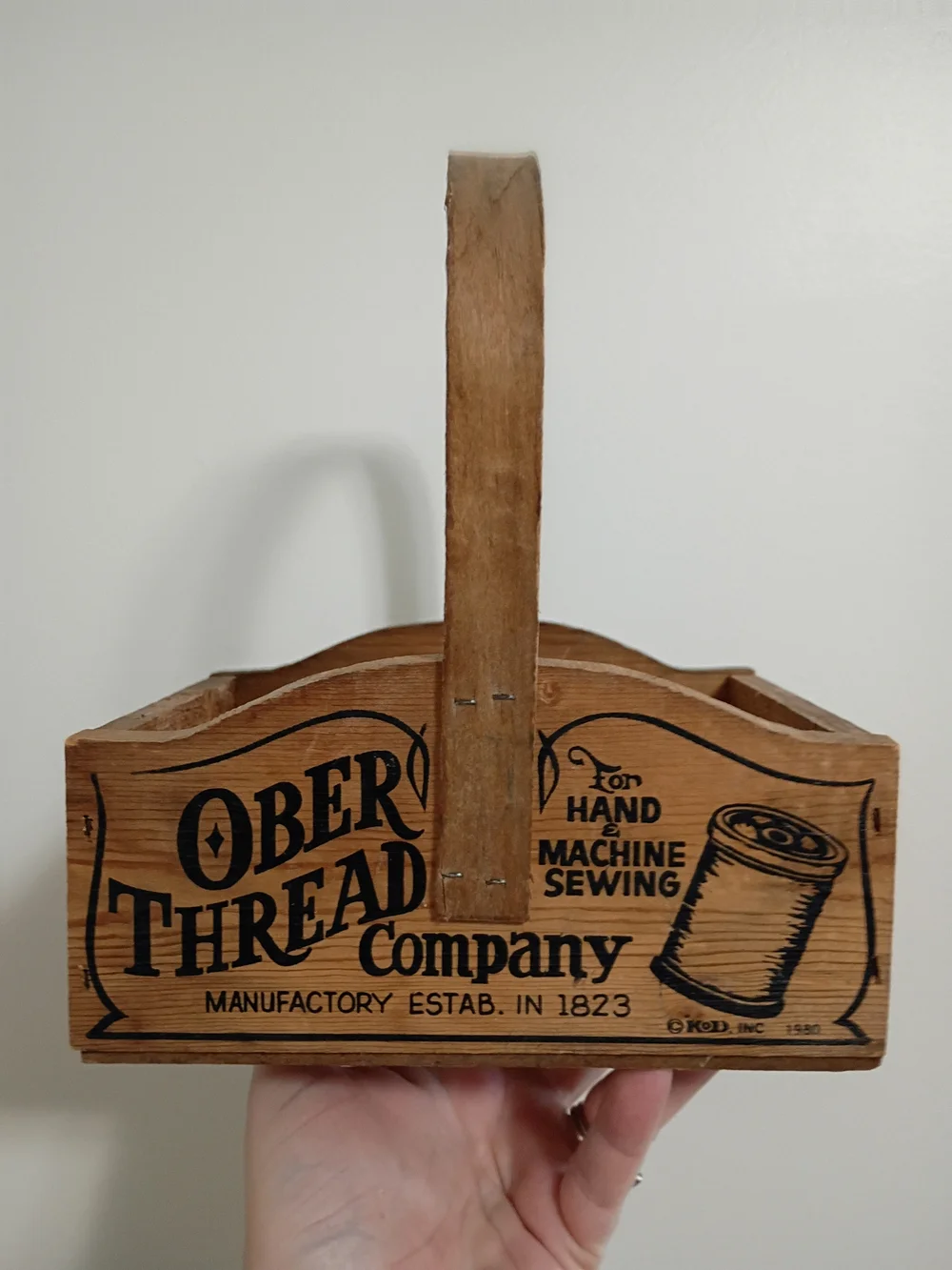 Ober Thread Company Wooden Basket Advertising Vintage Decor